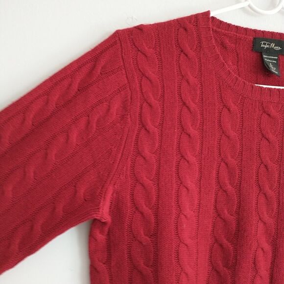 Taylor Marcs Sweater Pullover Jumper Women L/M* Red 100%Cashmere Cable Knit - Picture 4 of 6